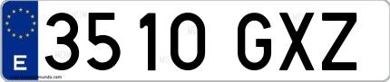 Ejemplo de matrícula española 3510 GXZ