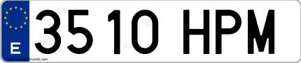 Ejemplo de matrícula española 3510 HPM