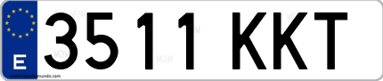 Ejemplo de matrícula de coche ordinaria 3511 KKT