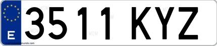 Ejemplo de matrícula española 3511 KYZ