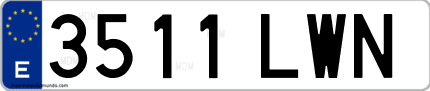 Ejemplo de matrícula de coche ordinaria 3511 LWN