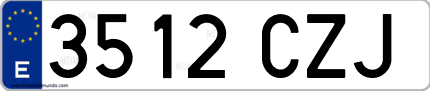 Ejemplo de matrícula de coche ordinaria 3512 CZJ