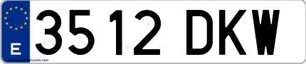 Ejemplo de matrícula española 3512 DKW
