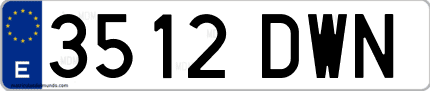 Ejemplo de matrícula de coche ordinaria 3512 DWN