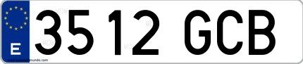 Ejemplo de matrícula española 3512 GCB