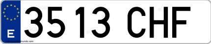 Ejemplo de matrícula española 3513 CHF