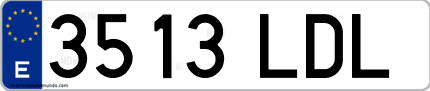 Ejemplo de matrícula de coche ordinaria 3513 LDL