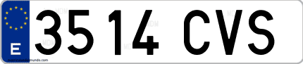 Ejemplo de matrícula de coche ordinaria 3514 CVS
