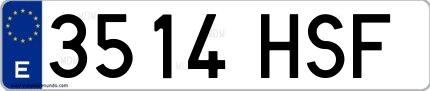 Ejemplo de matrícula española 3514 HSF