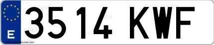 Ejemplo de matrícula española 3514 KWF