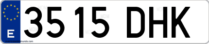 Ejemplo de matrícula de coche ordinaria 3515 DHK