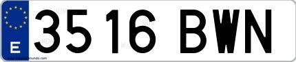 Ejemplo de matrícula española 3516 BWN