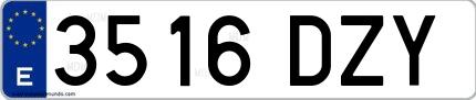 Ejemplo de matrícula española 3516 DZY