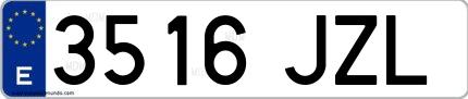 Ejemplo de matrícula española 3516 JZL