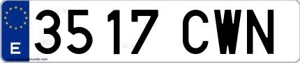 Ejemplo de matrícula española 3517 CWN
