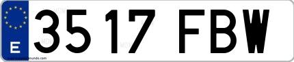 Ejemplo de matrícula española 3517 FBW