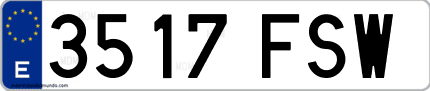 Ejemplo de matrícula de coche ordinaria 3517 FSW
