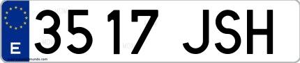 Ejemplo de matrícula española 3517 JSH