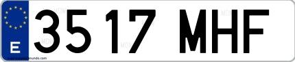 Ejemplo de matrícula española 3517 MHF