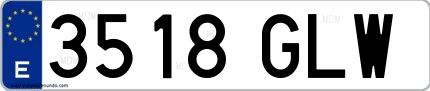Ejemplo de matrícula española 3518 GLW