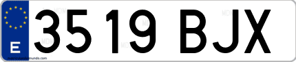 Ejemplo de matrícula de coche ordinaria 3519 BJX