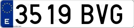Ejemplo de matrícula española 3519 BVG