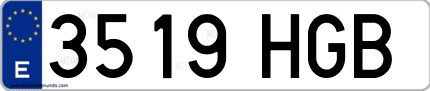 Ejemplo de matrícula de coche ordinaria 3519 HGB