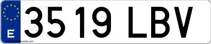 Ejemplo de matrícula española 3519 LBV