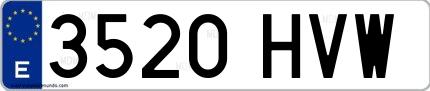 Ejemplo de matrícula española 3520 HVW