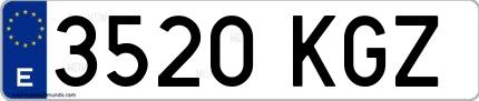Ejemplo de matrícula española 3520 KGZ