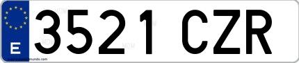Ejemplo de matrícula española 3521 CZR