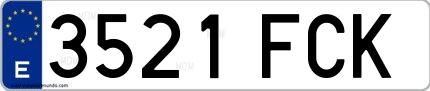 Ejemplo de matrícula española 3521 FCK