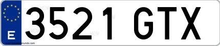 Ejemplo de matrícula española 3521 GTX