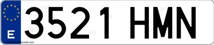 Ejemplo de matrícula española 3521 HMN