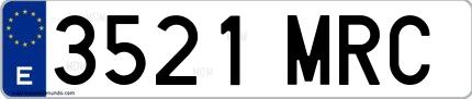 Ejemplo de matrícula española 3521 MRC