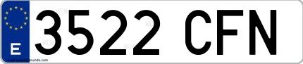 Ejemplo de matrícula española 3522 CFN