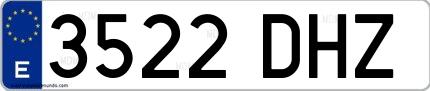 Ejemplo de matrícula española 3522 DHZ