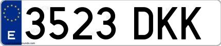 Ejemplo de matrícula española 3523 DKK