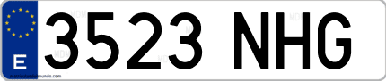 Ejemplo de matrícula de coche ordinaria 3523 NHG