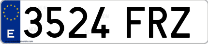 Ejemplo de matrícula de coche ordinaria 3524 FRZ