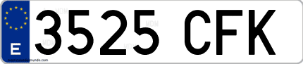 Ejemplo de matrícula de coche ordinaria 3525 CFK