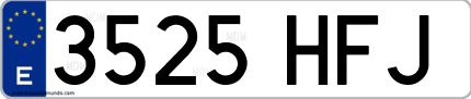 Ejemplo de matrícula de coche ordinaria 3525 HFJ