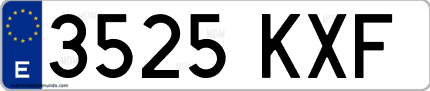 Ejemplo de matrícula de coche ordinaria 3525 KXF