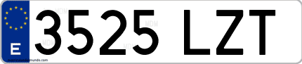 Ejemplo de matrícula de coche ordinaria 3525 LZT