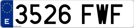 Ejemplo de matrícula de coche ordinaria 3526 FWF