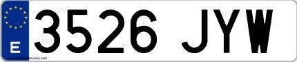 Ejemplo de matrícula española 3526 JYW