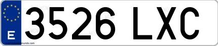 Ejemplo de matrícula española 3526 LXC