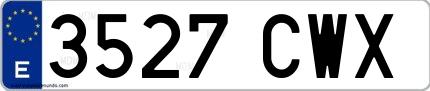 Ejemplo de matrícula española 3527 CWX