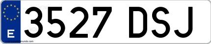 Ejemplo de matrícula española 3527 DSJ