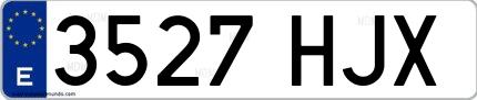 Ejemplo de matrícula española 3527 HJX